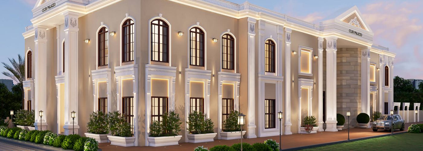 Adityaram Palace City clubhouse with neo-classical façade (artist's impression)